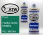 Preview: Ford, Pacific Green Metallic, PS / M6764: 400ml Sprühdose + 400ml Klarlack - Set, von ATW Autoteile West.